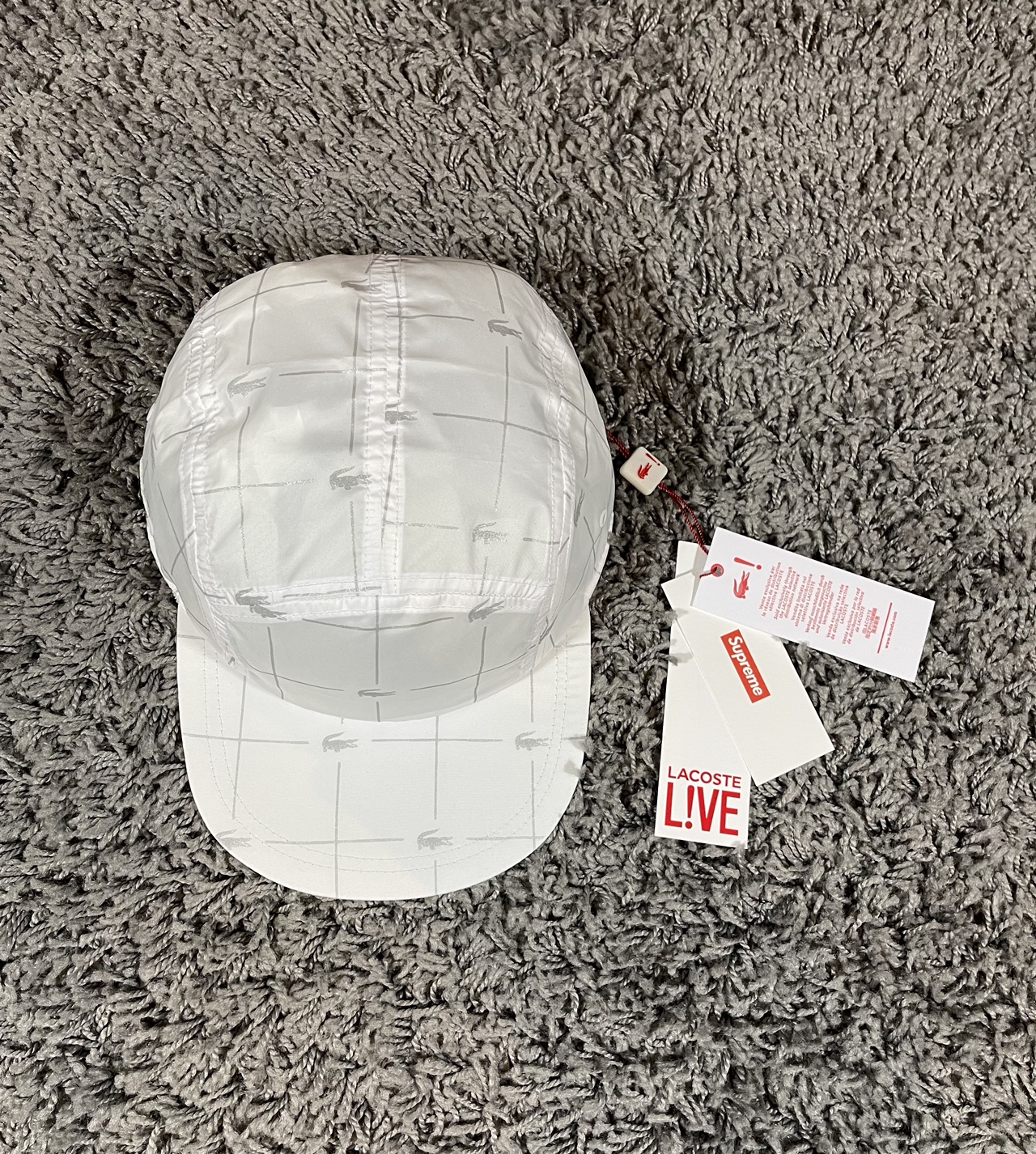 2018SS Supreme x LACOSTE Reflective Grid Nylon Camp Cap thumbnail
