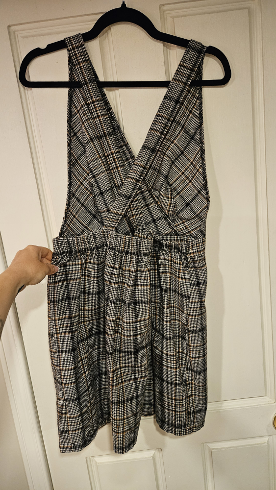 SHEIN Plaid Print Button Detail A-line Dress Grey / XL(US 12) image indicator(4)