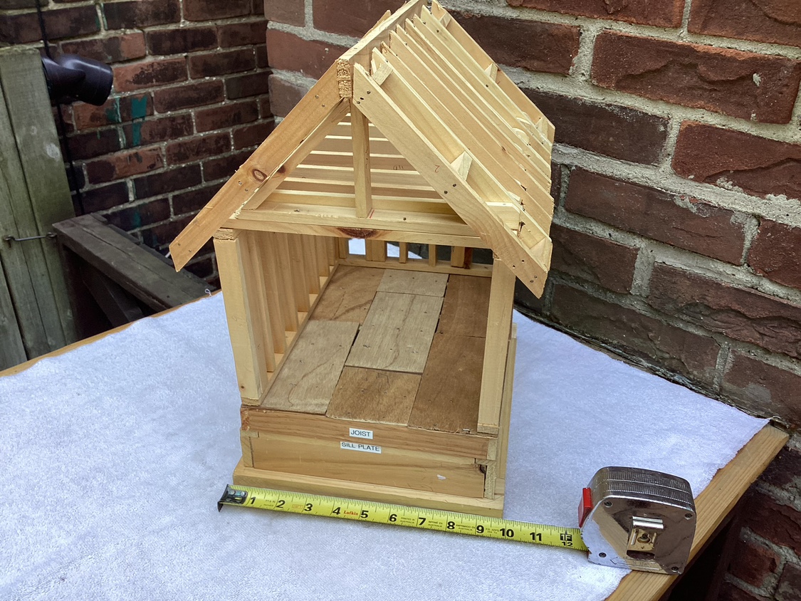 Model unfinished wood construction of a house ! image indicator(2)