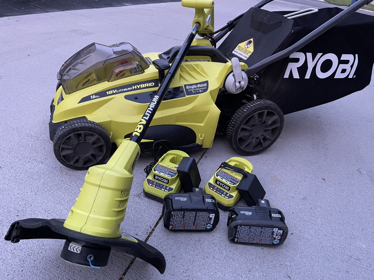 Ryobi 18v Hybrid Mower + Trimmer Combo