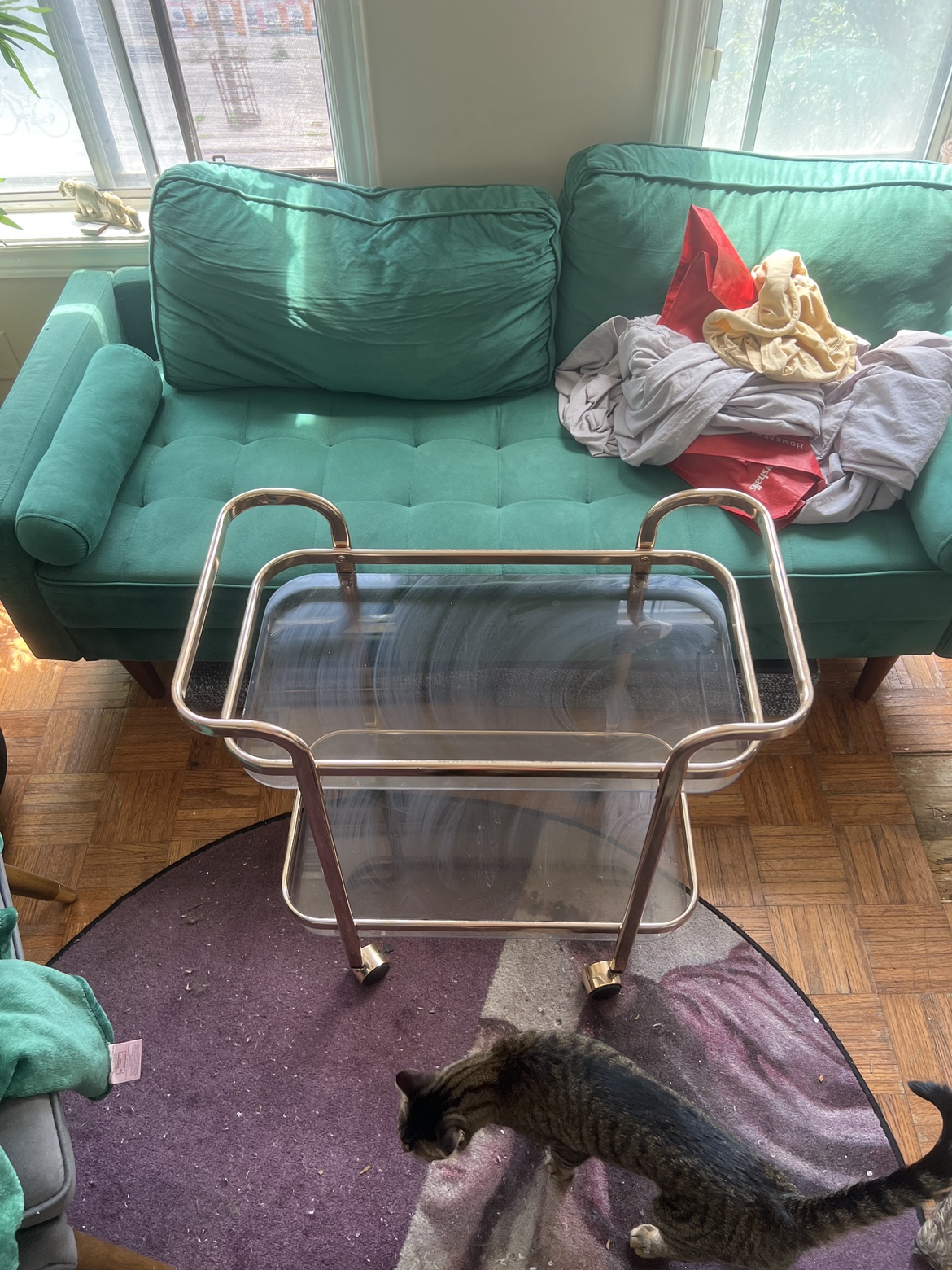 2-tier glass bar cart with gold details - photo 2