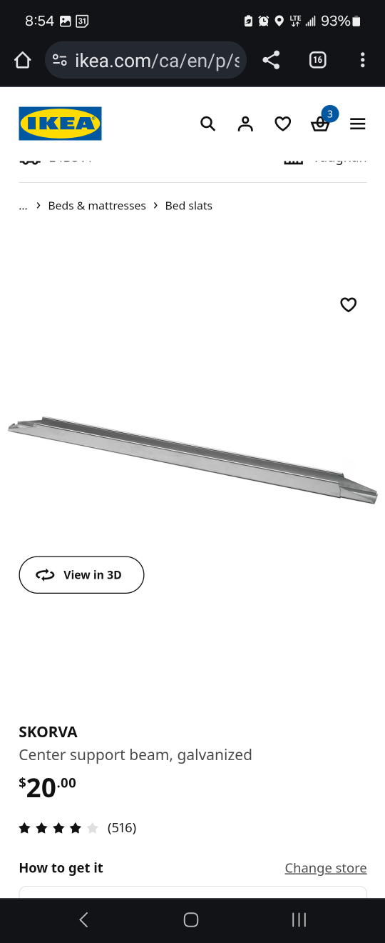 IKEA bed support beam for queen size thumbnail