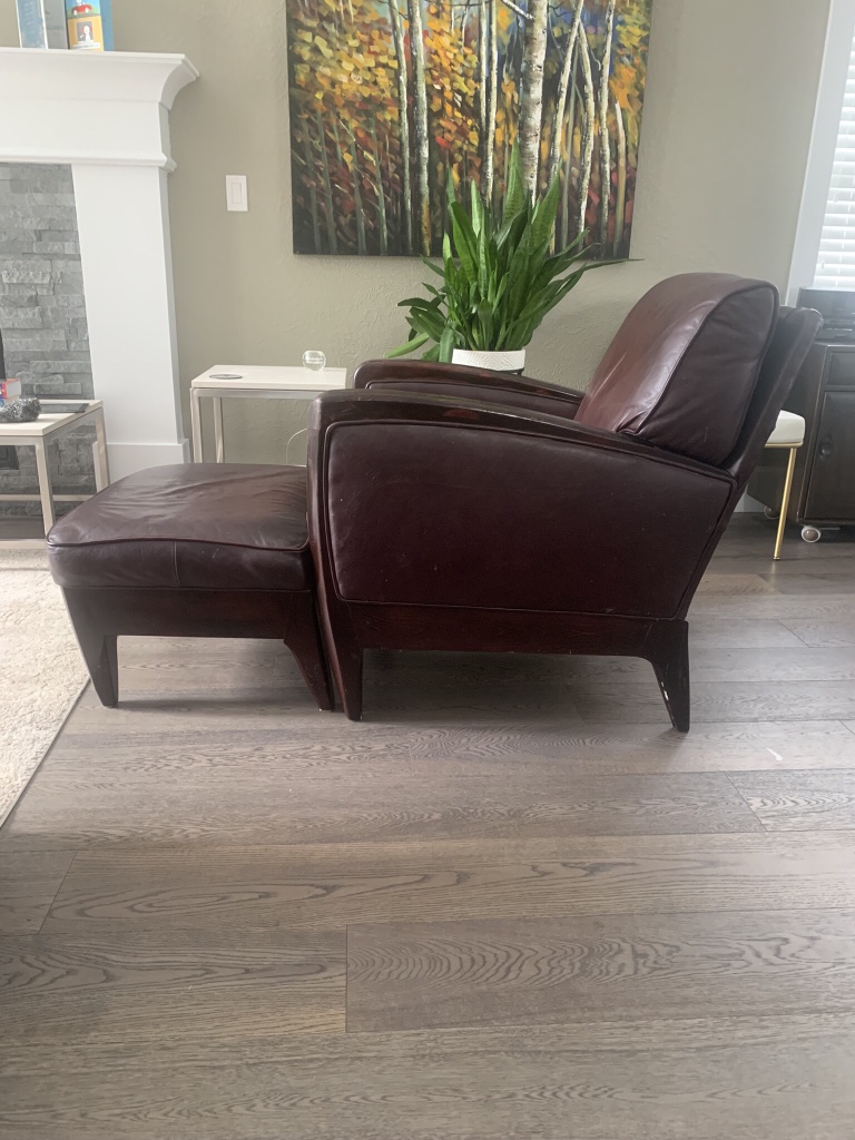 Italian leather Lounge chair and ottoman - photo 4