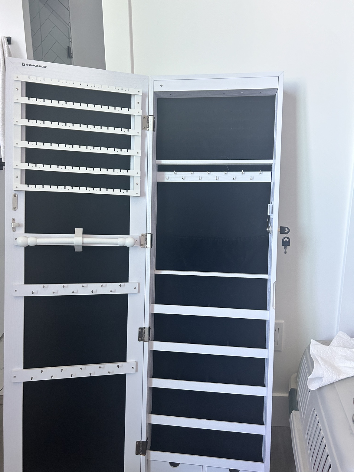 Full Length Mirror with Jewelry Storage