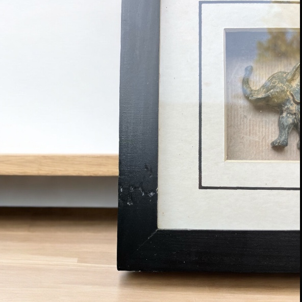 Set of 3 Shadow Box Pictures Giraffe Zebra Elephants Wood Carved image indicator(9)