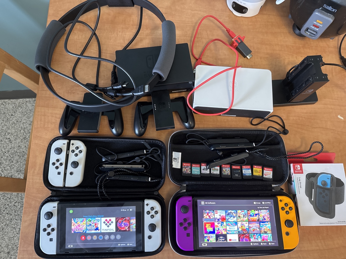 Switch OLED + Modded 1st Gen Switch (No AC adapter)