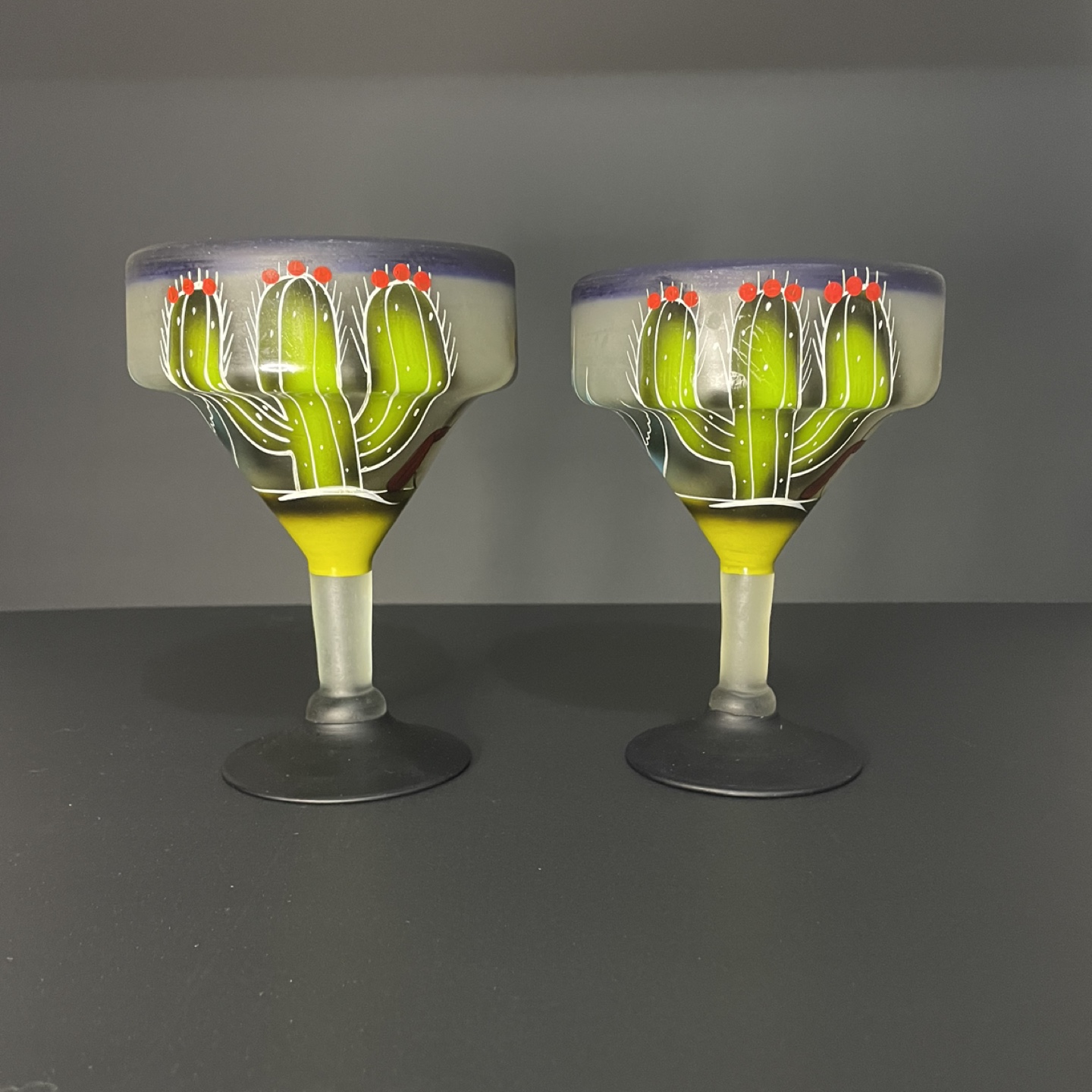 Never used Margarita Hand Painted 16 oz Glasses 6 3/4” Tall - photo 2