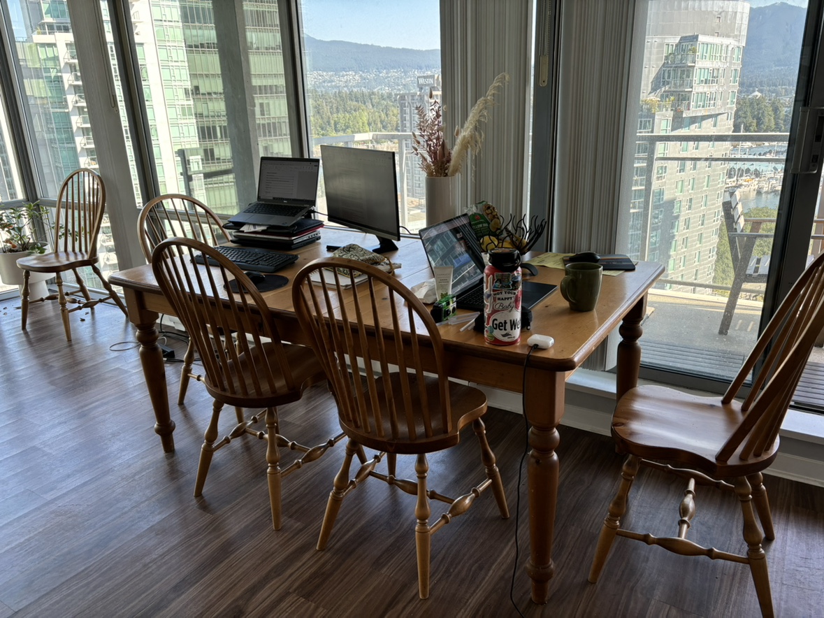 Solid pine dining room table and chairs