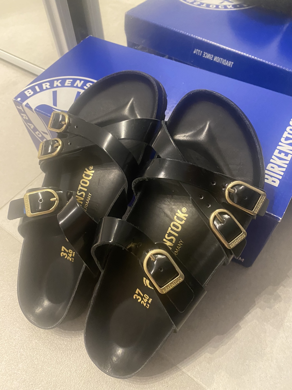 Birkenstock Franca Natural Leather Patent Sandals