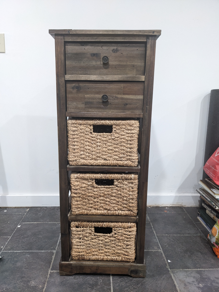 Wooden drawer tower
