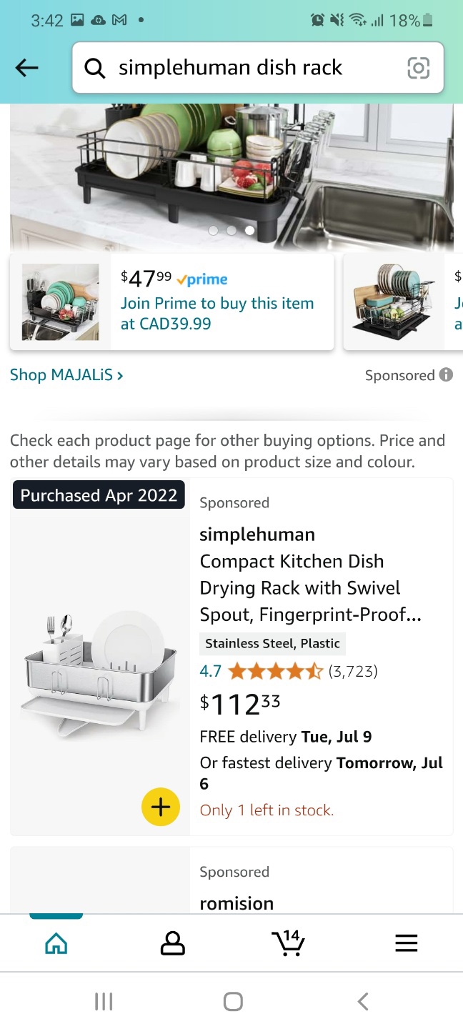 Simplehuman compact kitchen dish drying rack - photo 5