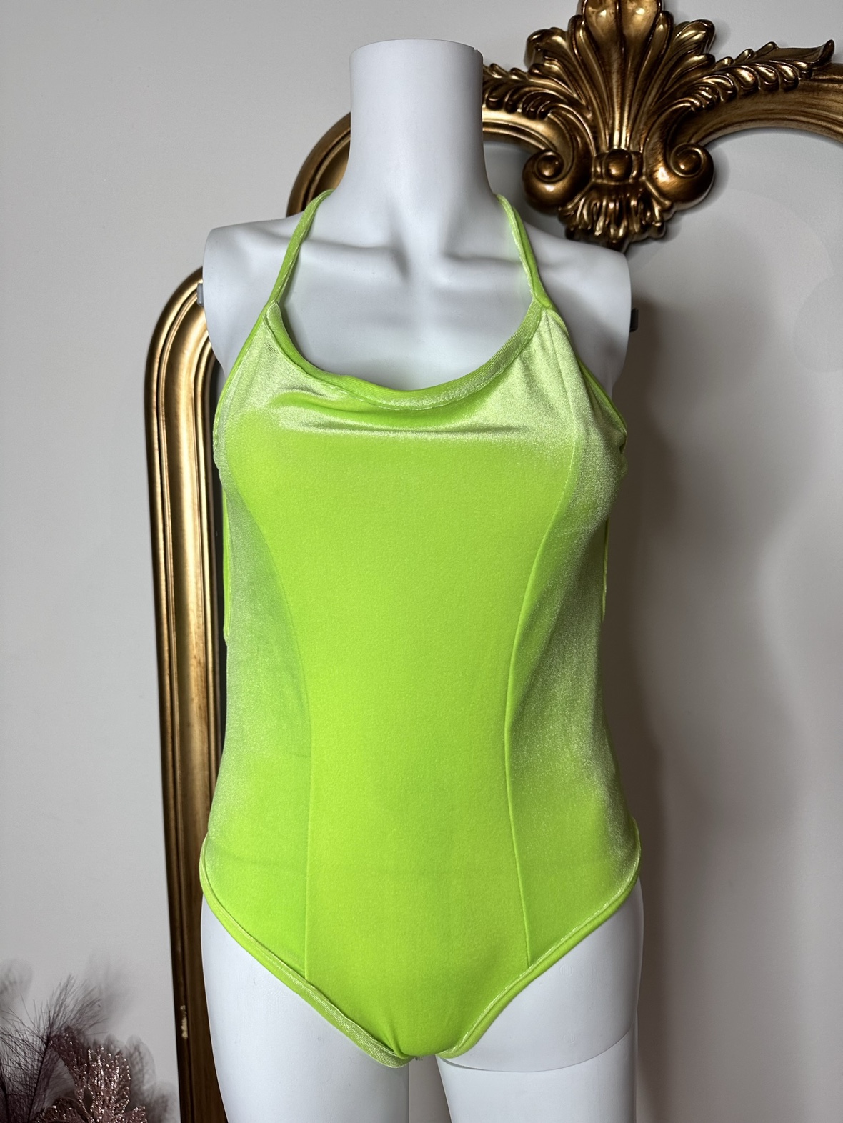 Neon velvet bodysuit