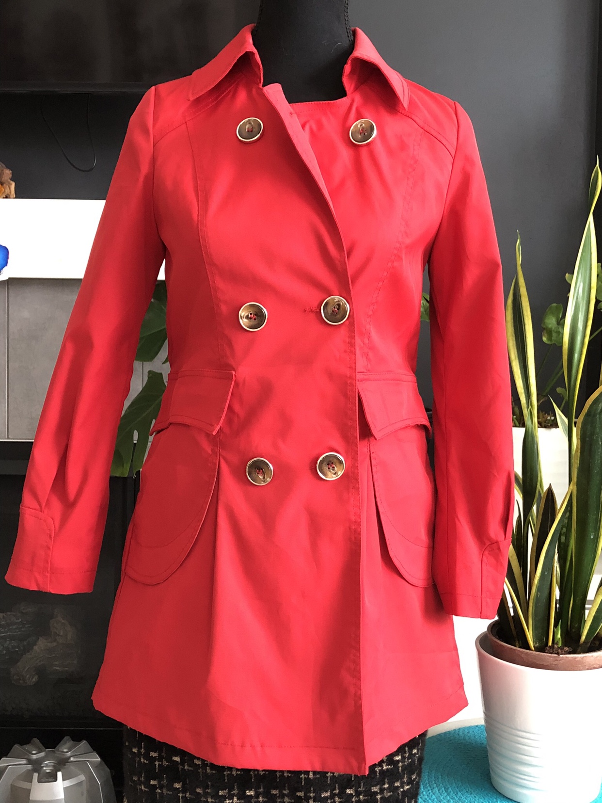 Pre-loved Red Pea Coat - Small