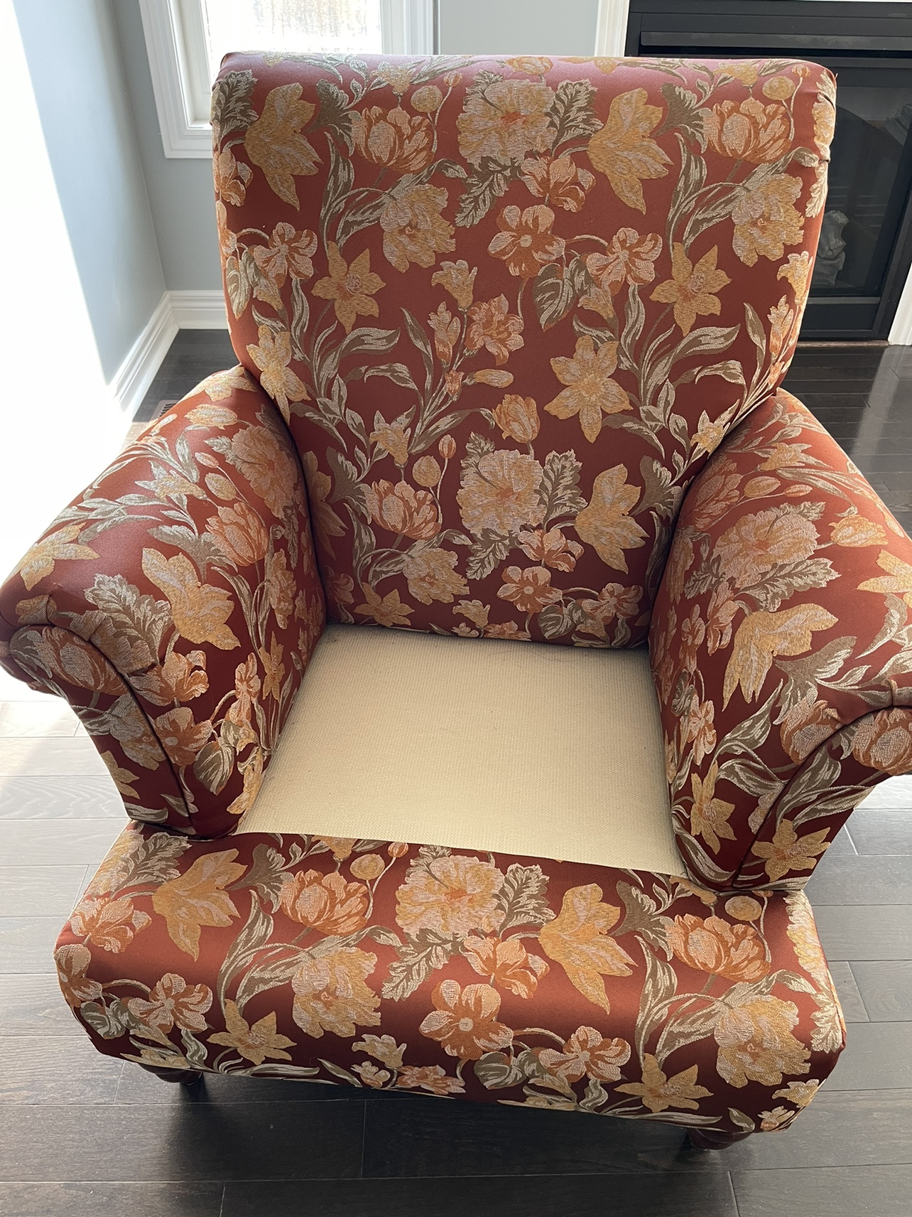 Comfy chair burnt orange, mocha and cream; make an offer - photo 5