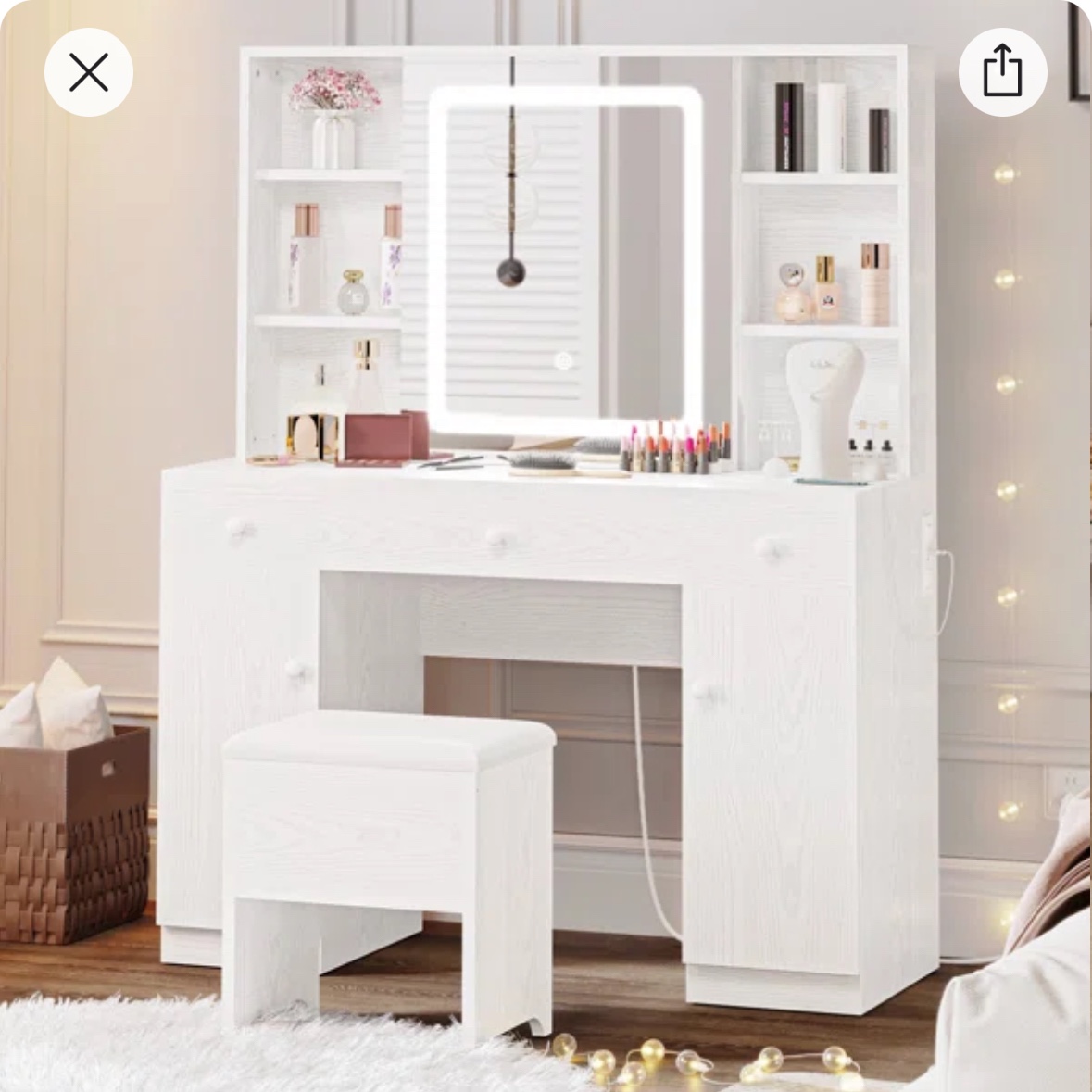Vanity with stool