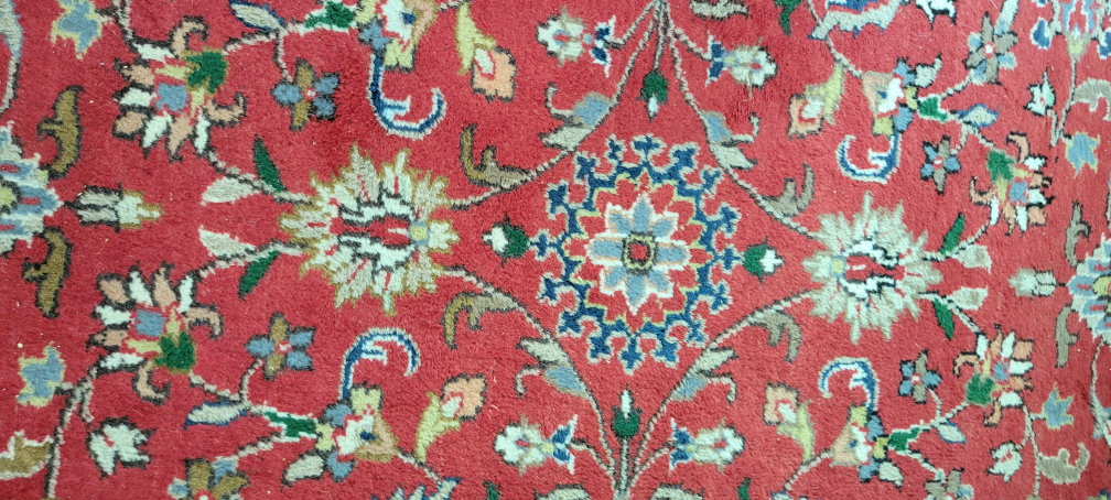 MOVING -  Kashan Round Red/Navy 100% Hand-knotted Wool Rug - photo 3