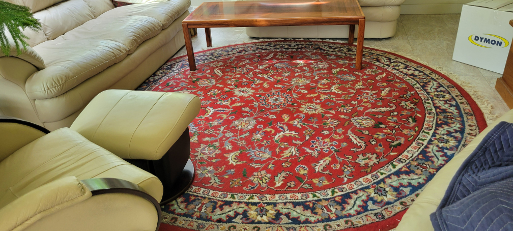 MOVING -  Kashan Round Red/Navy 100% Hand-knotted Wool Rug - photo 4