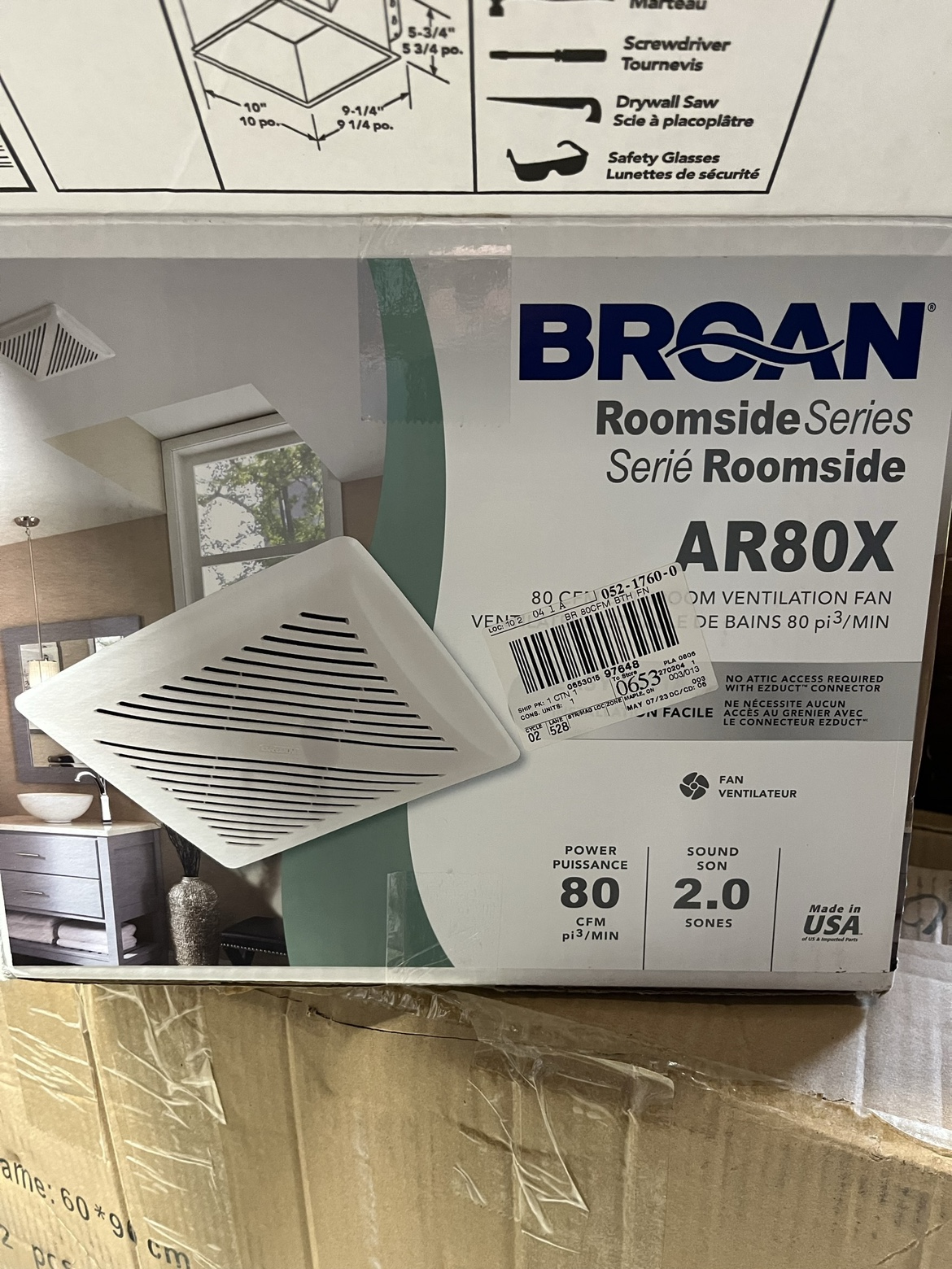 Broan InVent Series 2 Sone 80 CFM White Bathroom Ventilation Fan