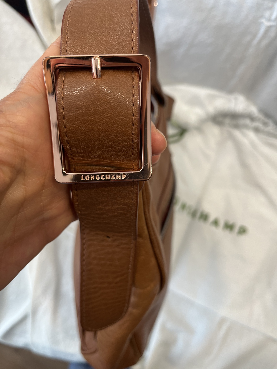 Vintage Longchamp Leather Crossbody Bag! image indicator(5)