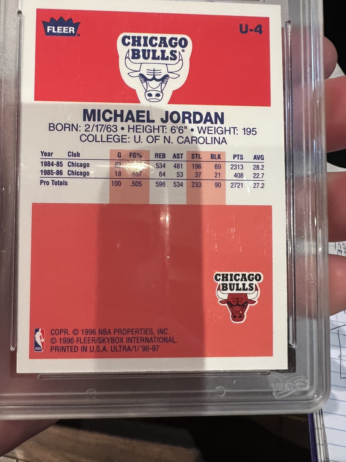 Michael Jordan’s Fleer re release graded 10 - photo 3
