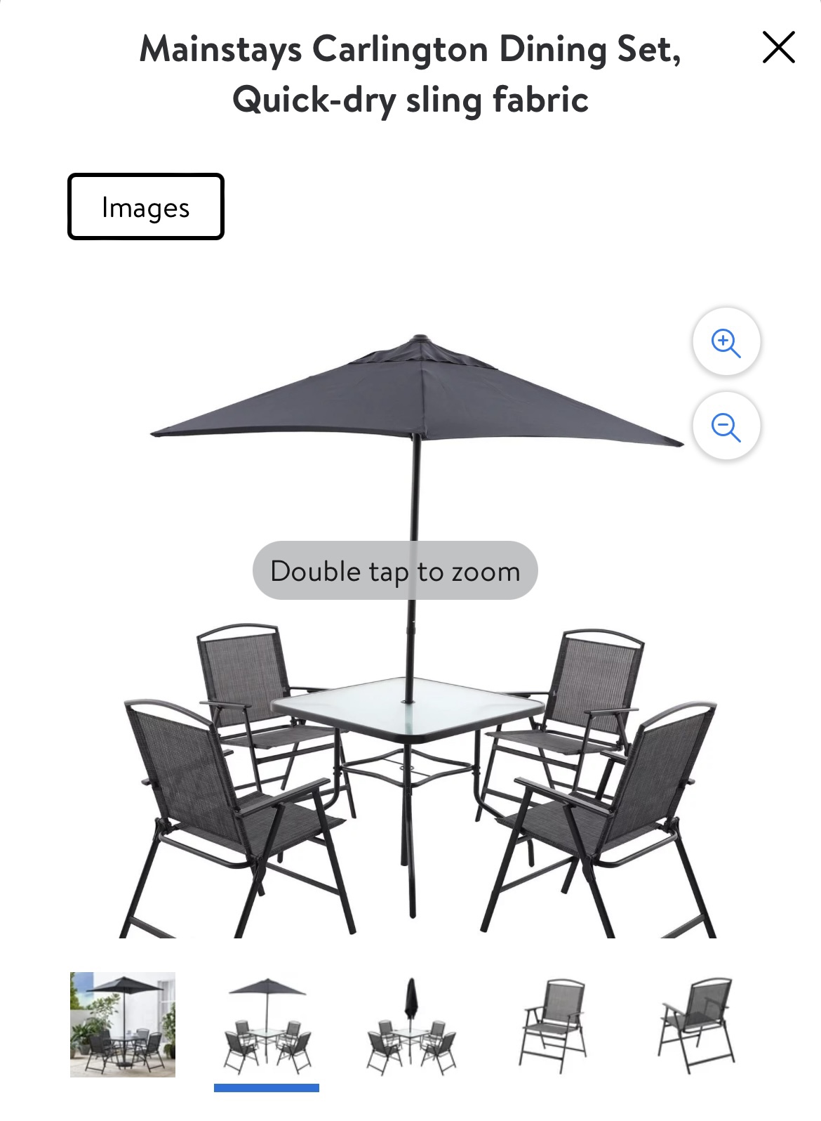 Patio dining set with umbrella and 4 chairs