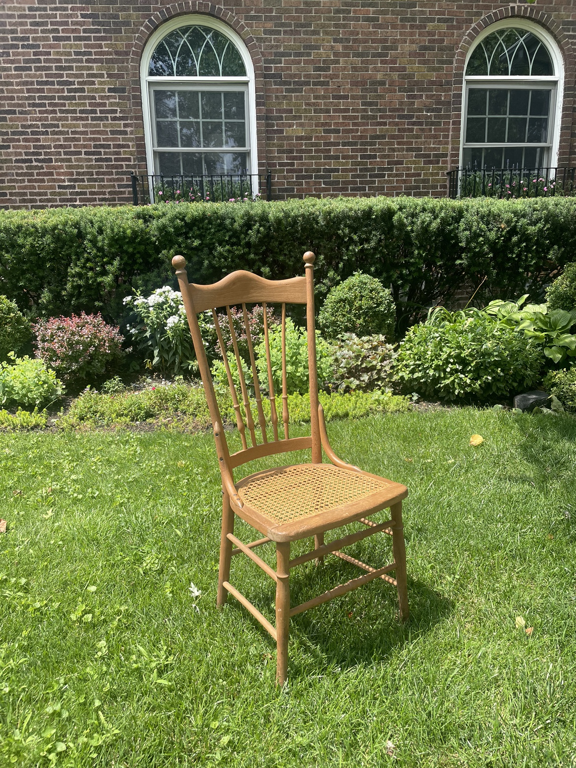 Spindle Back Wood Cane Chair - photo 3