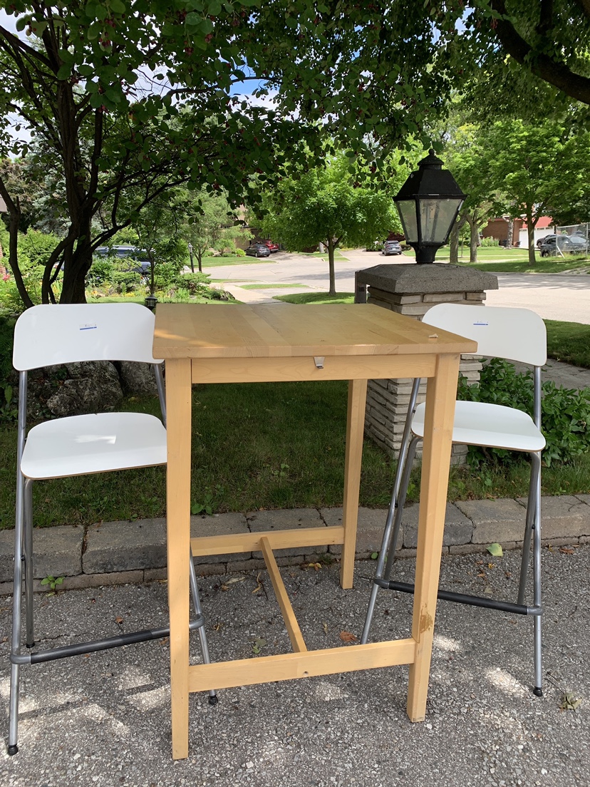 IKEA high table with two stools thumbnail