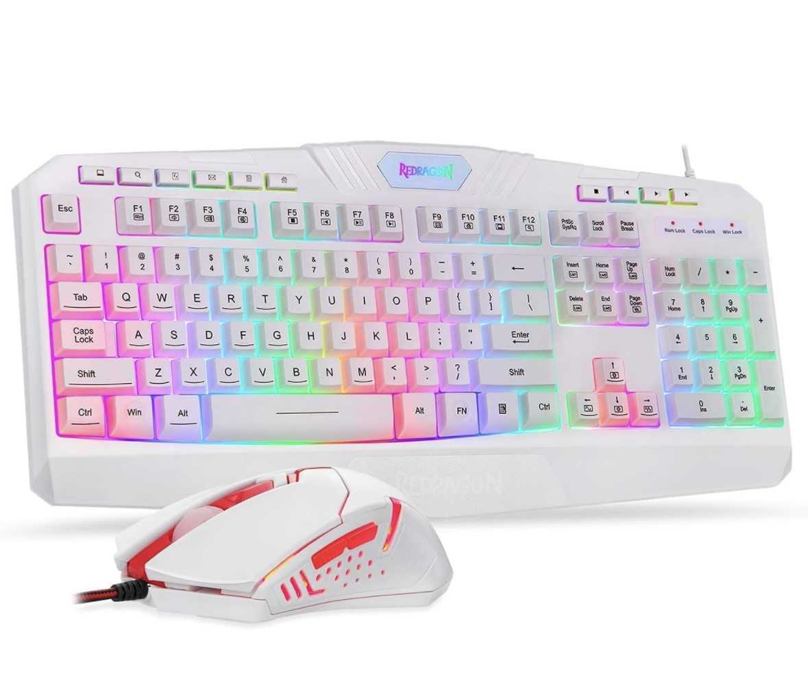 Red dragon - White Wired Keyboard and Mouse