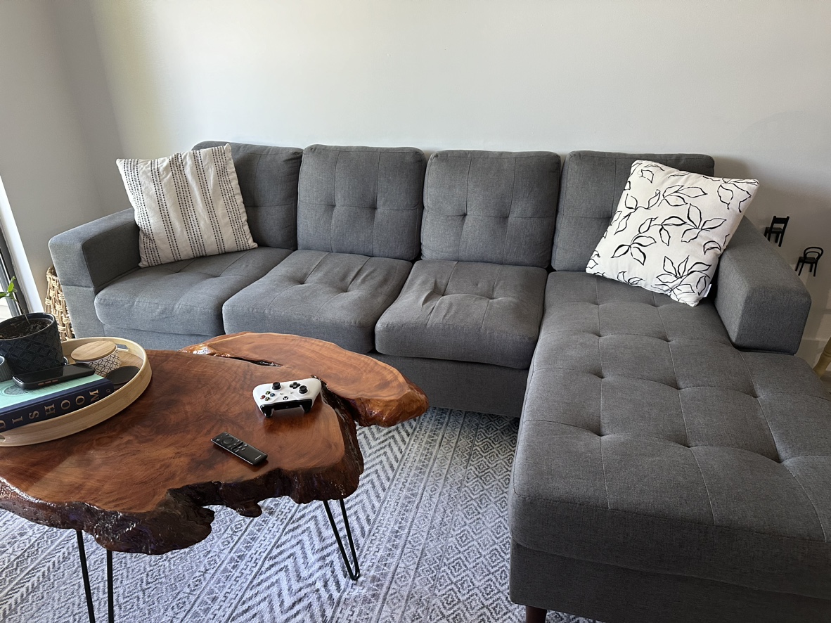 Grey Sectional Sofa Couch Reversible