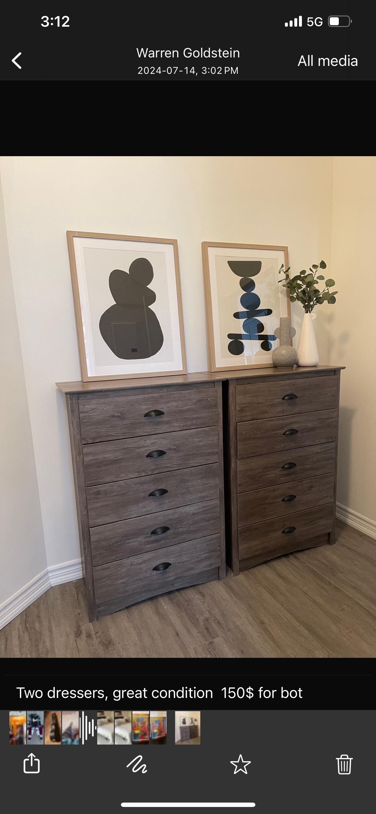 Two matching dressers