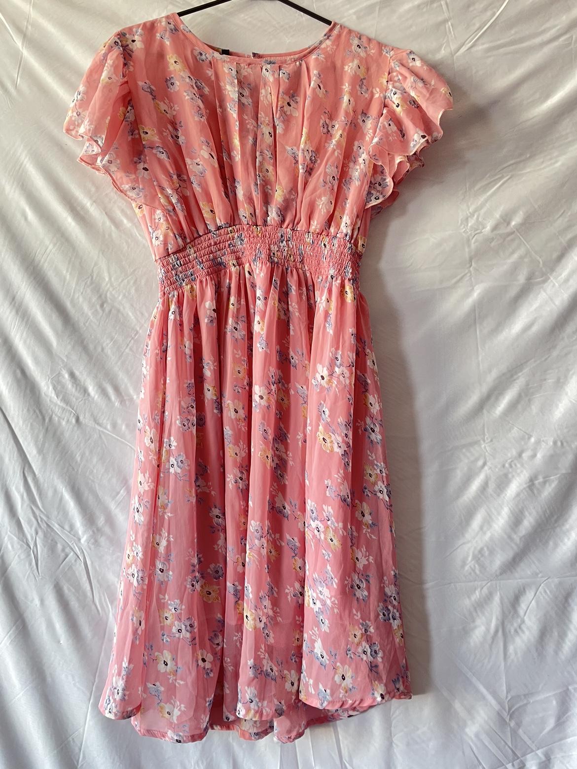Floral pink dress, summer dress thumbnail