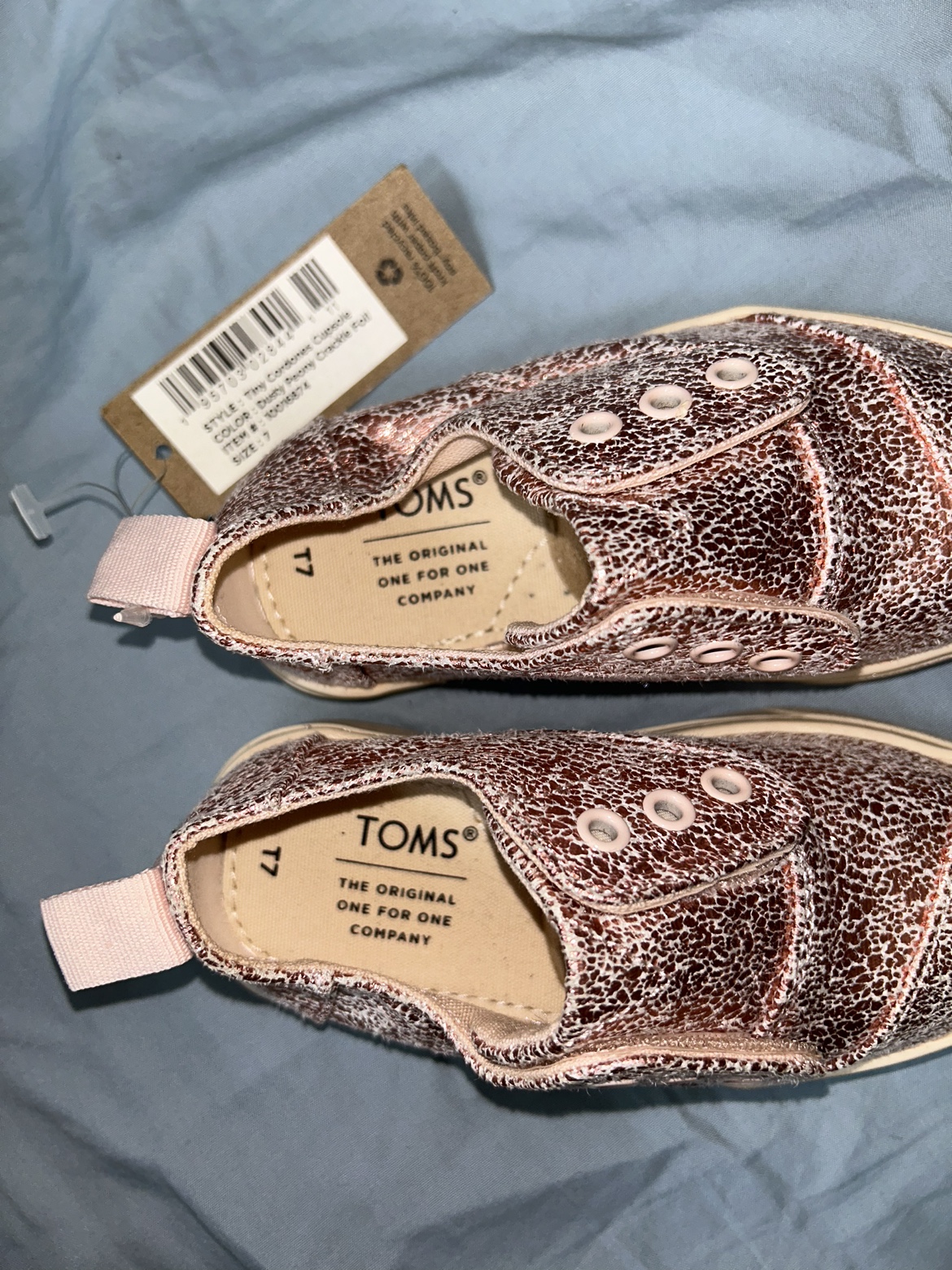 TOMS Little Girl Pink Sparkly Slip-on Sneakers SZ 7T ⚽️ image indicator(2)