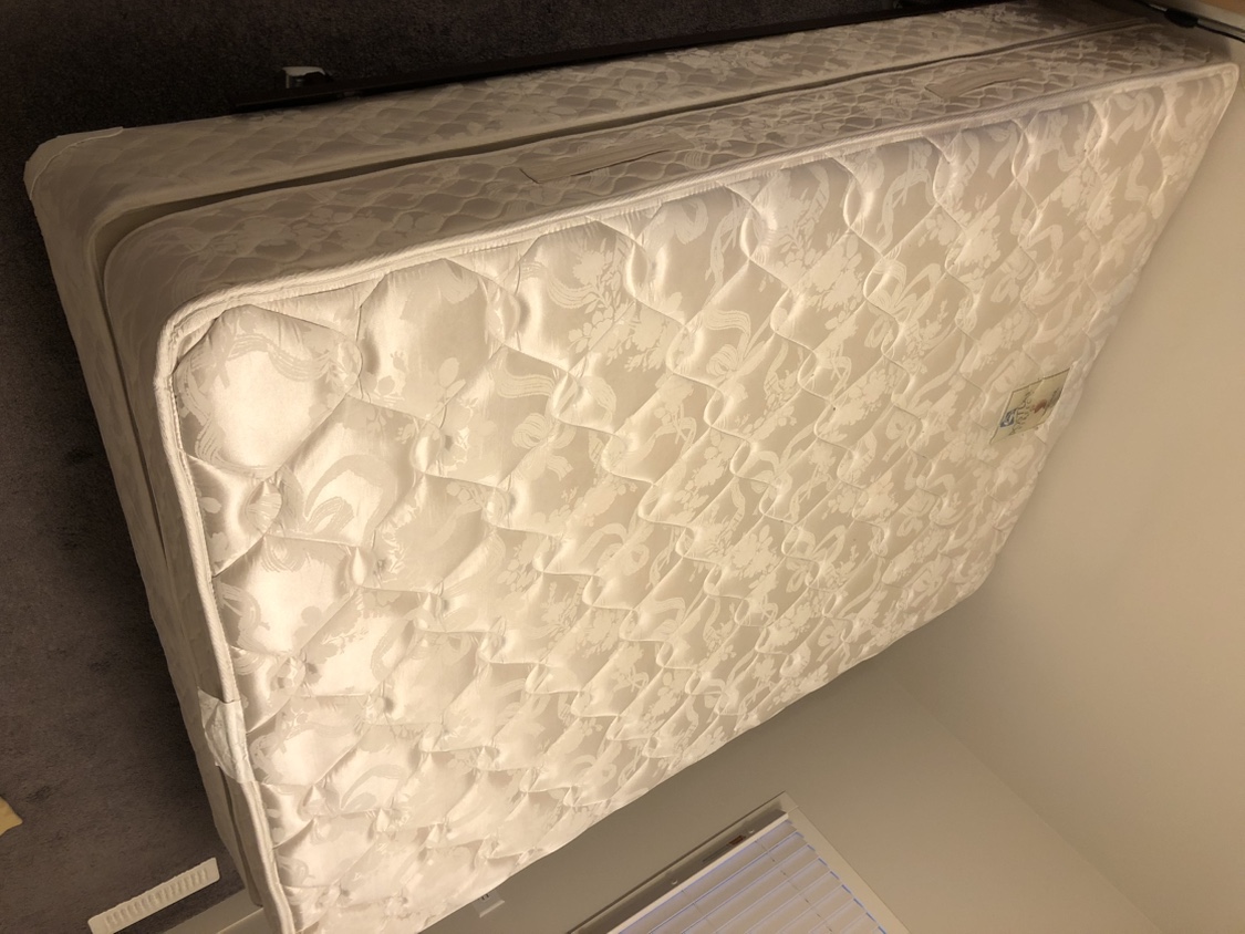 **Queen Mattress, Box Spring, & Steel Bed Frame on Glides** - photo 3