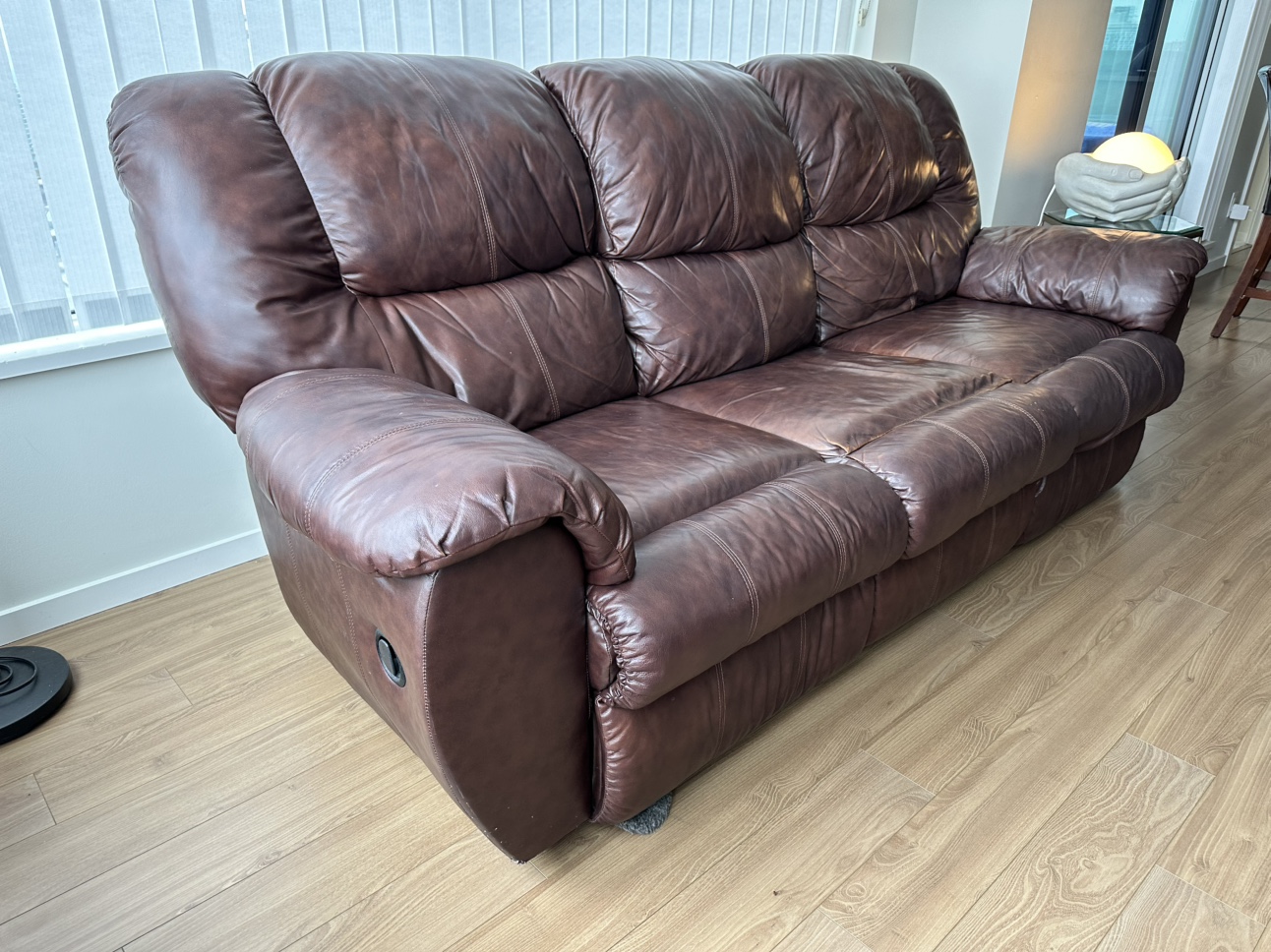 Gifting- Brown Faux Leather Reclining Sofa - photo 2