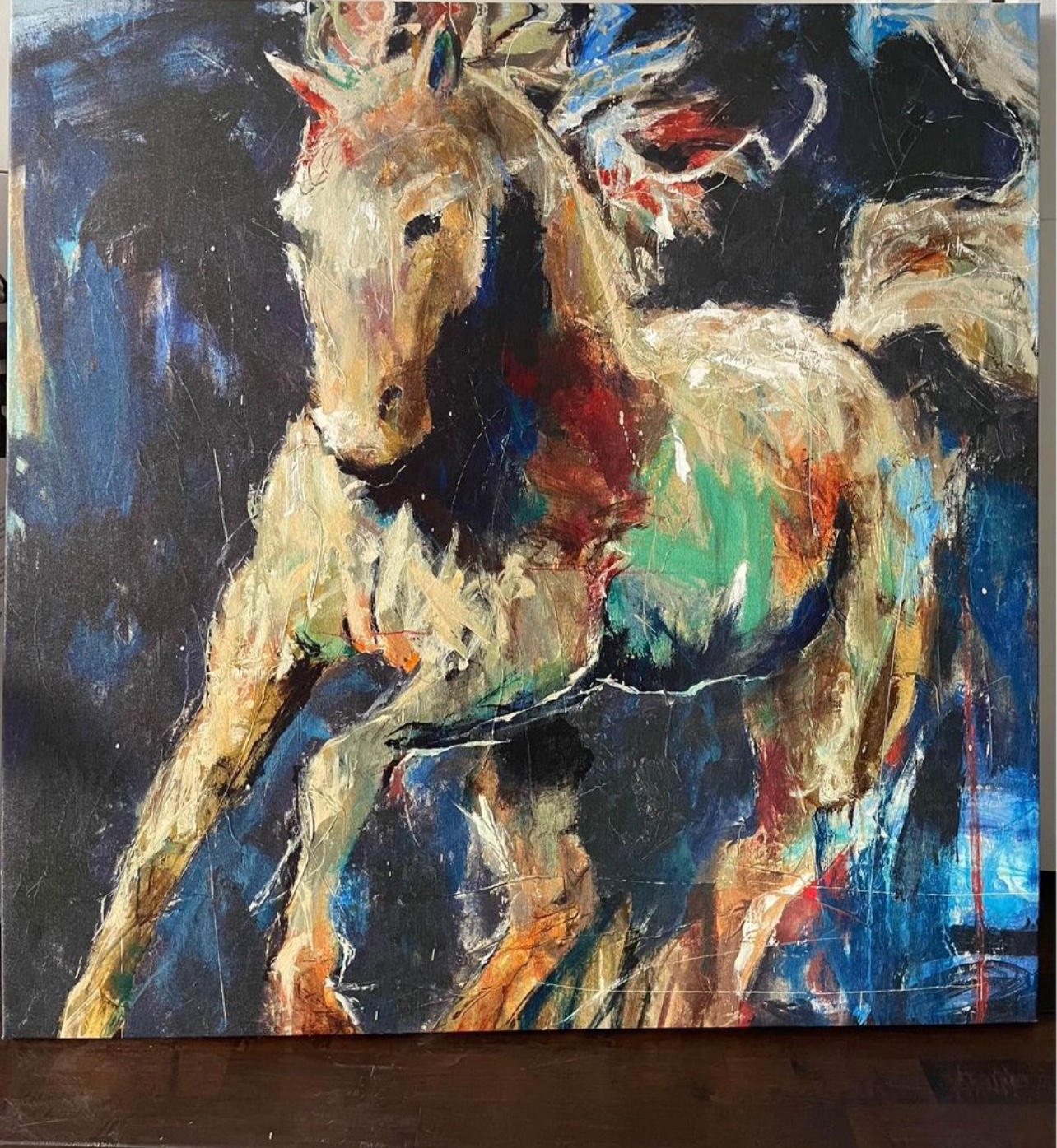 Home Decor Colourful Racing Horse Printed Canvas Wall Art