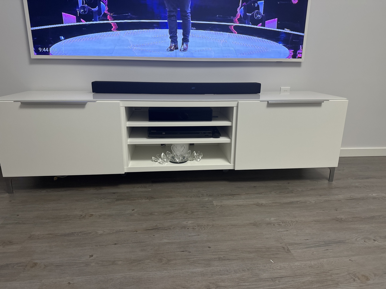 White TV Stand with Glass Top - photo 2