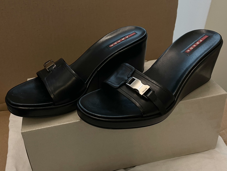 Vintage Leather Prada Wedges