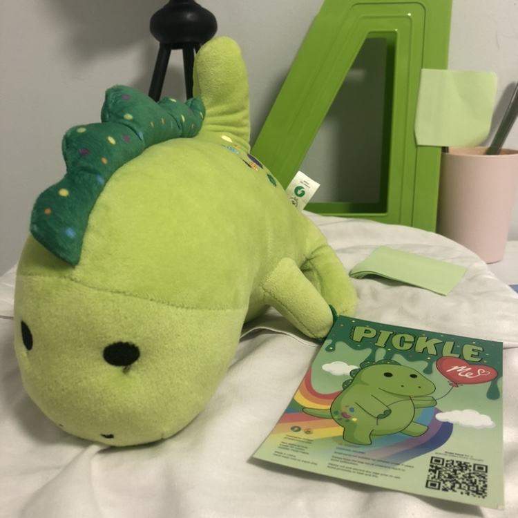ME pickle plush; green dinosaur plushie thumbnail
