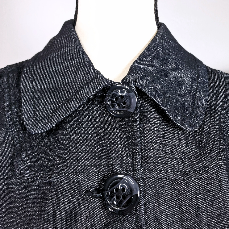 Women's Dark Denim Babydoll Dress with Large Buttons and Pockets - photo 4