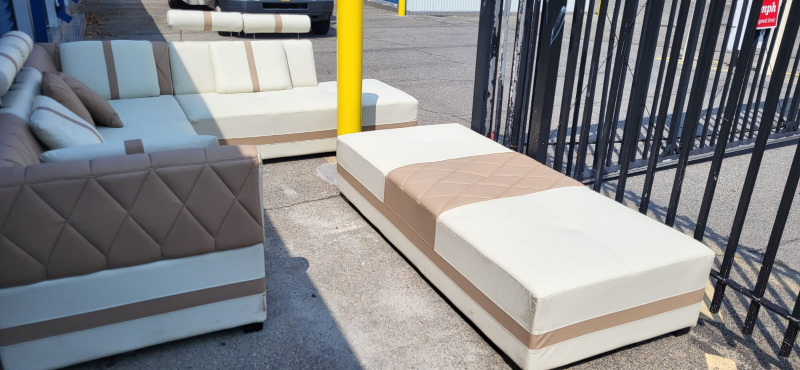 Faux Leather Sectional Sofa with Ottoman - photo 3
