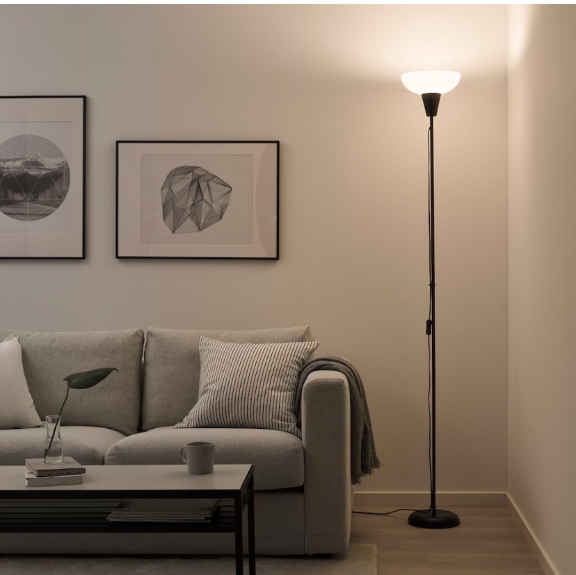 2 IKEA Floor uplighter with bright white bulbs