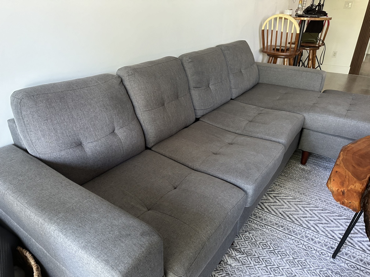 Grey Sectional Sofa Couch Reversible - photo 4