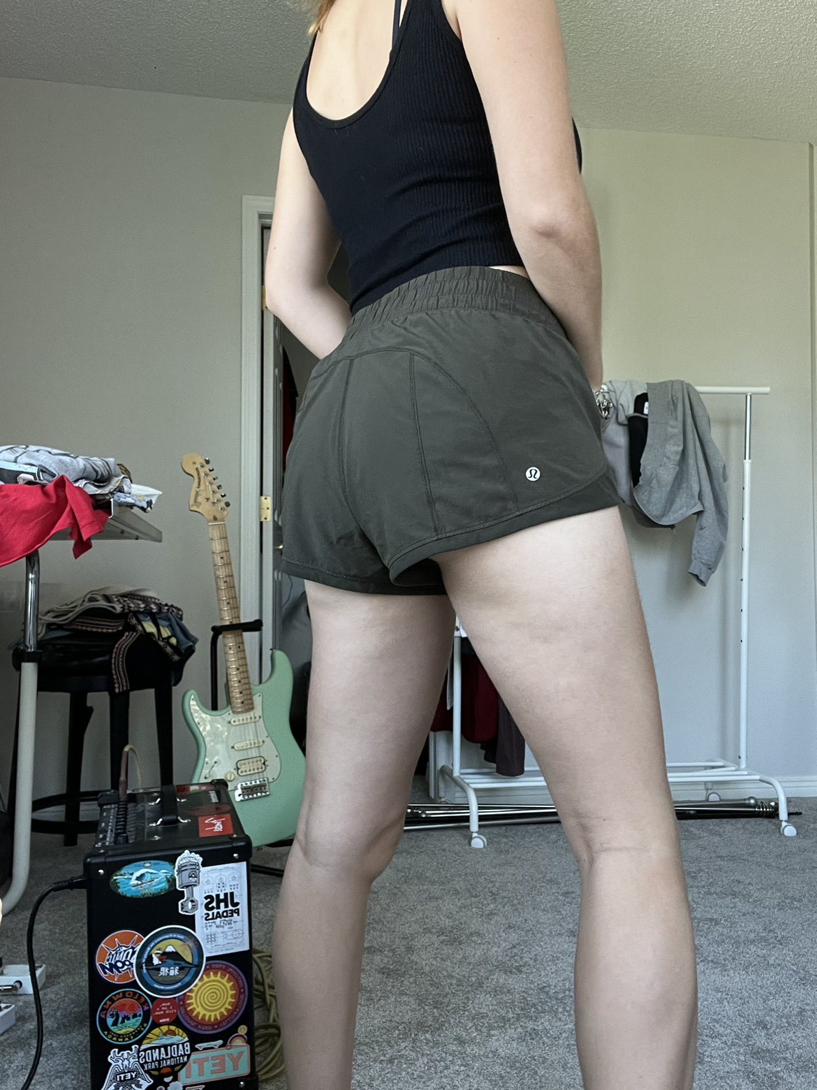 Lululemon green super short low rise, lined shorts - photo 3