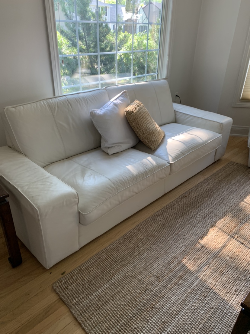 Genuine white leather couch & chair - photo 3