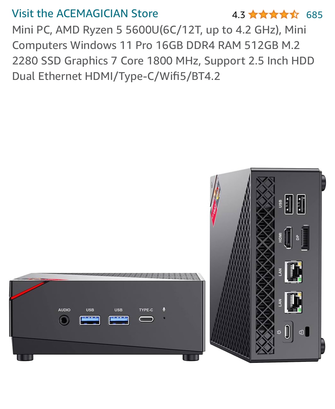 Mini PC Ryzen 5 5625U - Desktop image indicator(4)