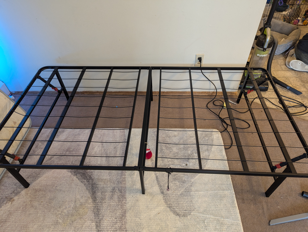 twin metal foldable bedframe