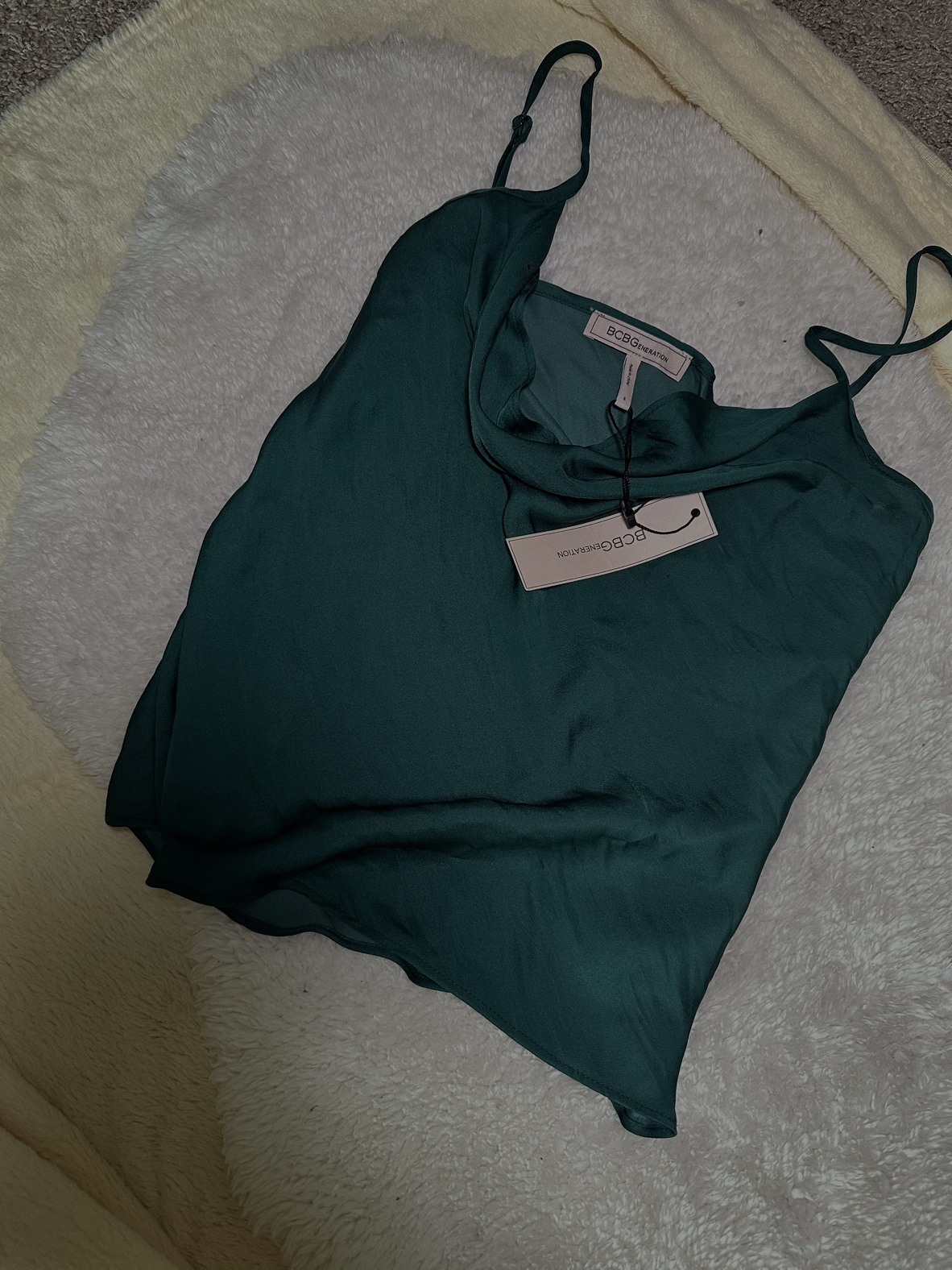 Emerald green cowl neck blouse