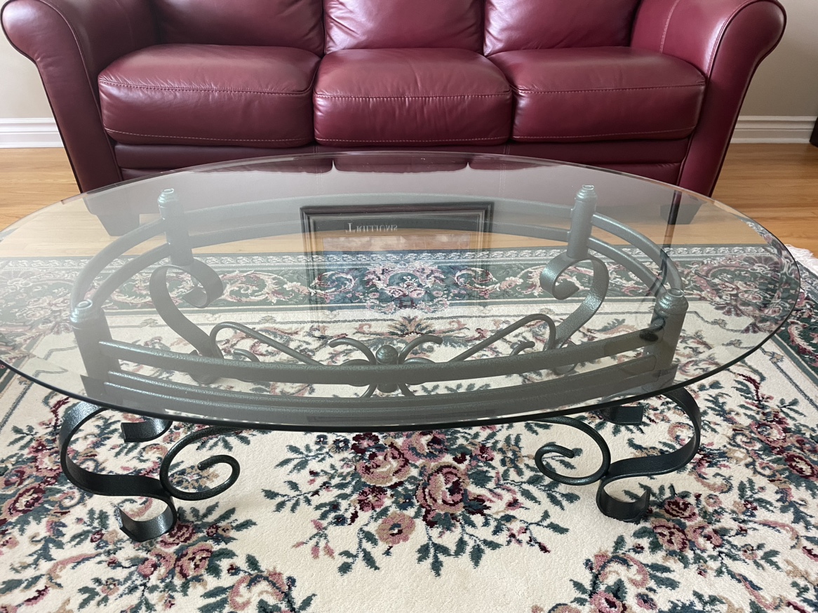 Living room glass coffee table and 2 side tables