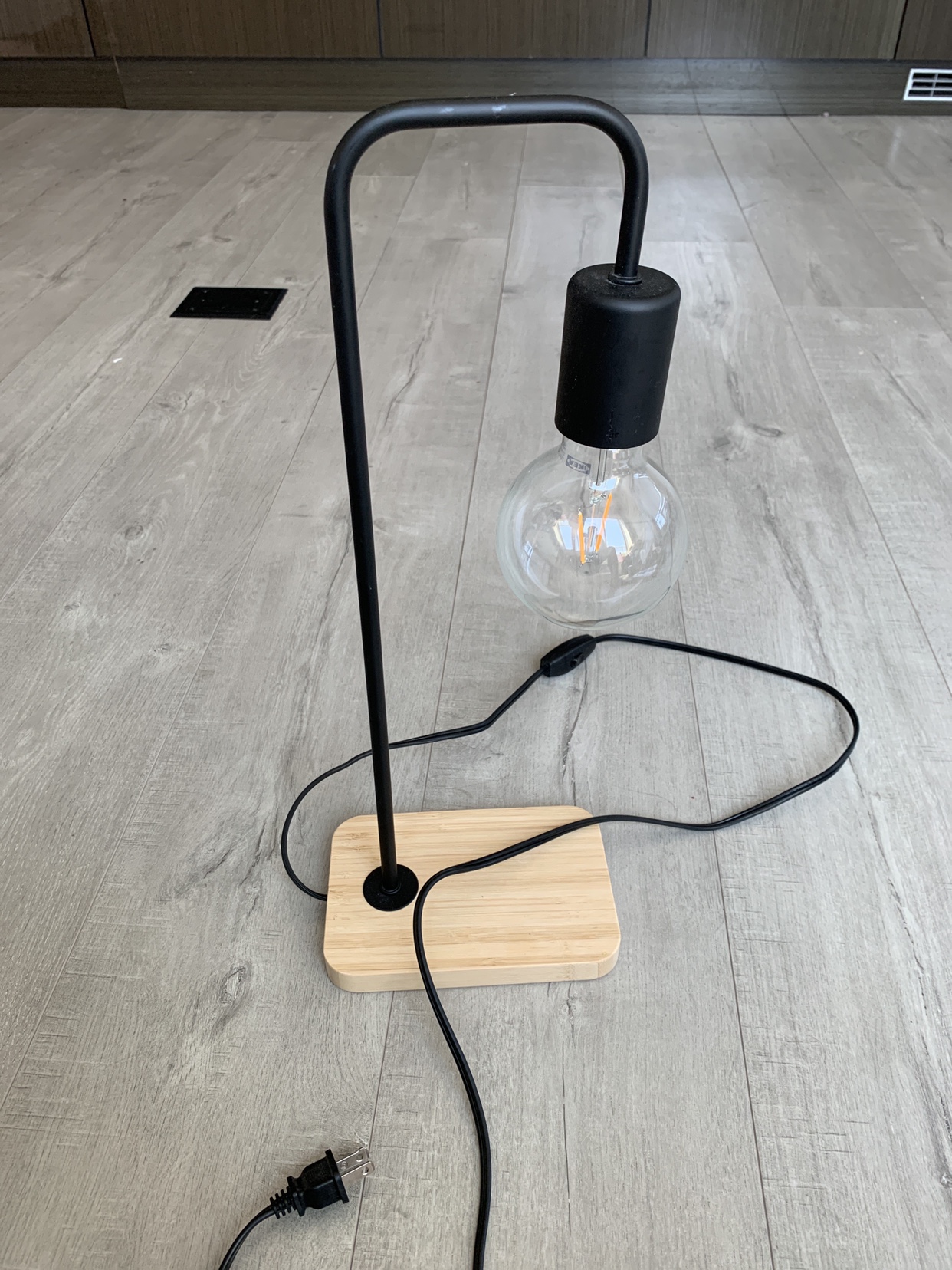 Table lamp, black/bamboo
