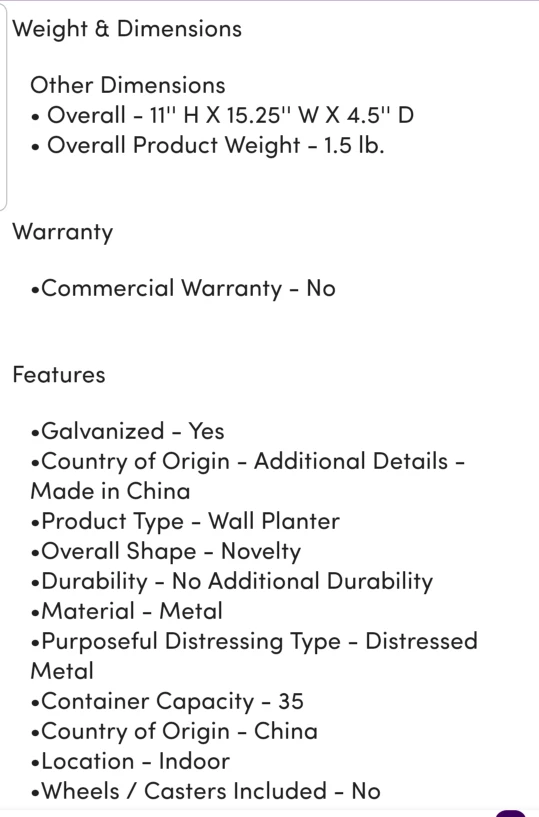 NEW WITH TAG RETAIL $85-Gracie Oaks Antiqued Metal Wall Planter image indicator(9)